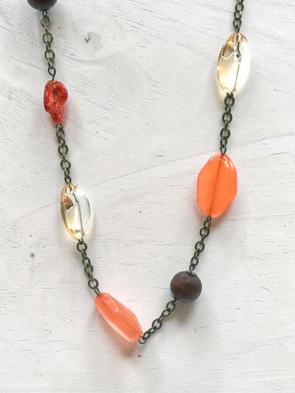 Brown and Orange Beaded Fashion Necklace